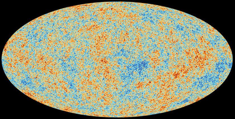 Planck görevi sırasında çekilmiş Kozmik Mikrodalga Arkaplan Işıması (CMB) görseli.