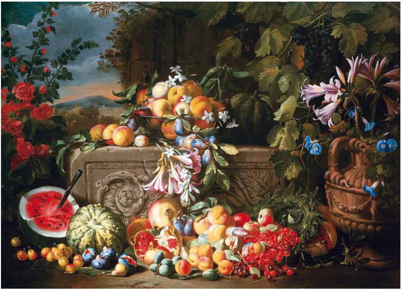 Meyve ve Çiçeklerin Durgun Yaşamı, Abraham Brueghel (c. 1660)