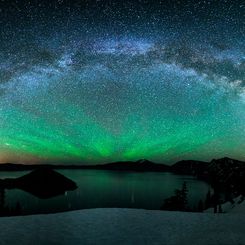  Milky Way Over Crater Lake with Airglow 