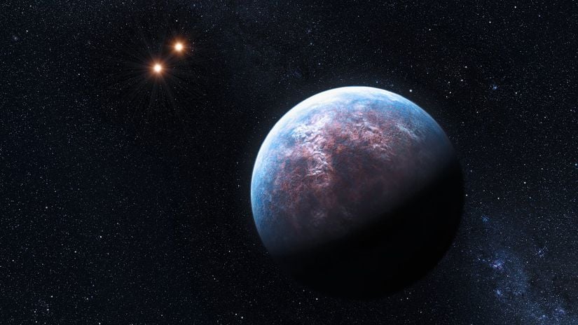 Gliese 667 yıldız sistemindeki bir öte gezegenin tasviri.