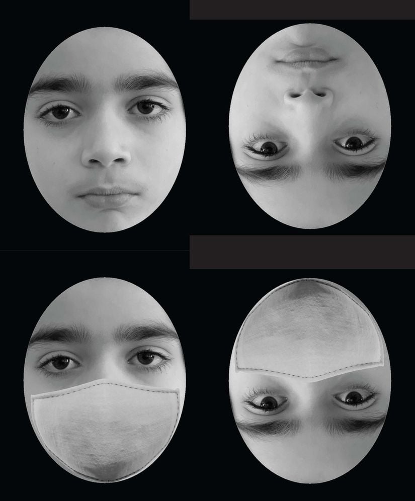 Çocuklara gösterilen maskeli ve maskesiz yüz örnekleri