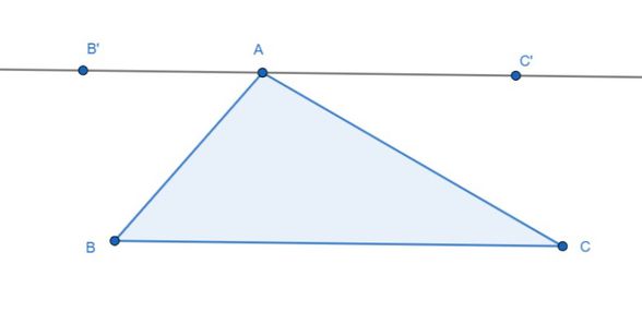 ABC üçgeni ve [BC] kenarına paralel doğru.