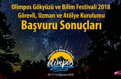 2018 Olimpos Gökyüzü ve Bilim Festivali Görevlileri ve Atölyeler Belirlendi!