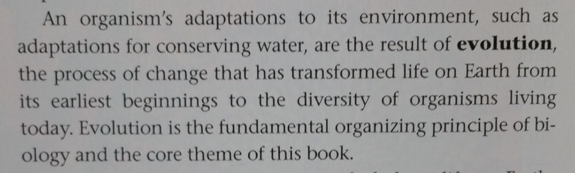 Videoyu çeken şahsın gerine gerine söz ettiği Campbell'ın Biology isimli meşhur kitabının 2011 tarihli 9. baskısının Giriş bölümü... İngilizce bilmeyenler için: