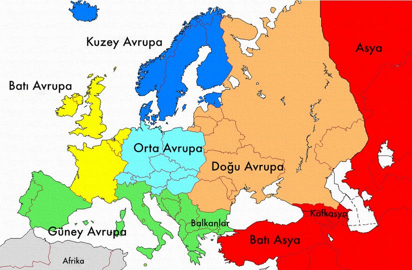 Batı Asya ve Avrupa haritası.