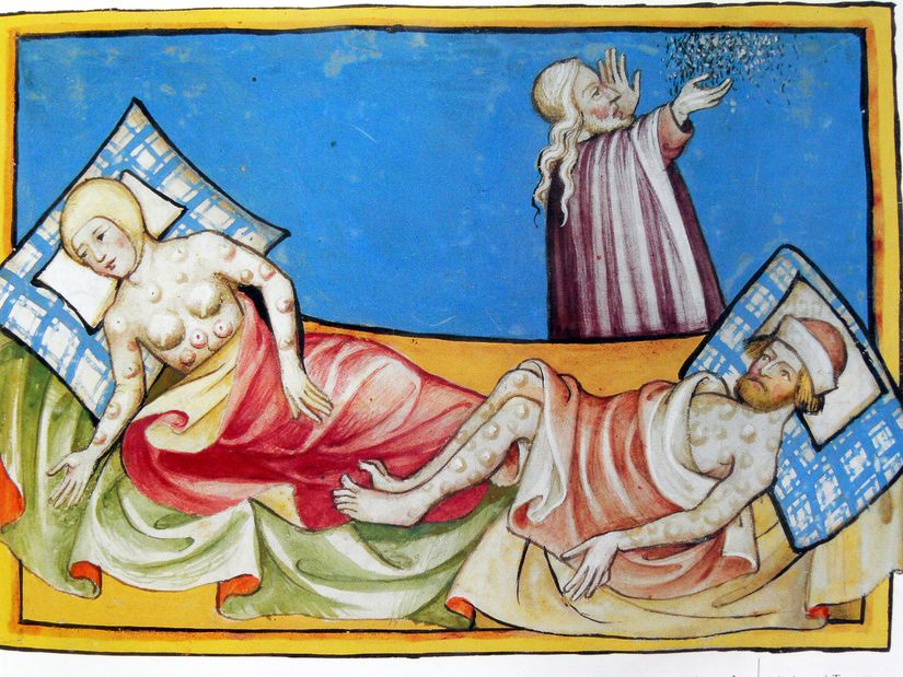 Kara Ölüm'ün Toggenburg İncilinde resmedilmesi. (1441)