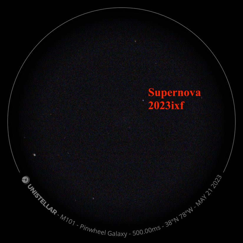SN 2023ixf'nin bir teleskoptan görünümü