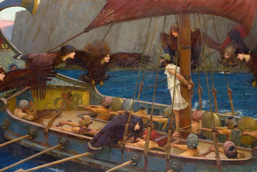 Odysseus'un kendini gemi direğine bağlatmasının temsili.