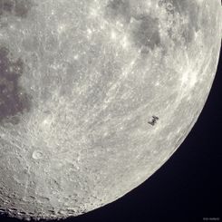  Space Station Silhouette on the Moon 