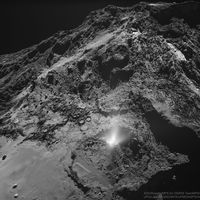  A Dust Jet from the Surface of Comet 67P 