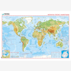 Dünya Haritası: Fiziki, 100x140 cm, Çıtalı