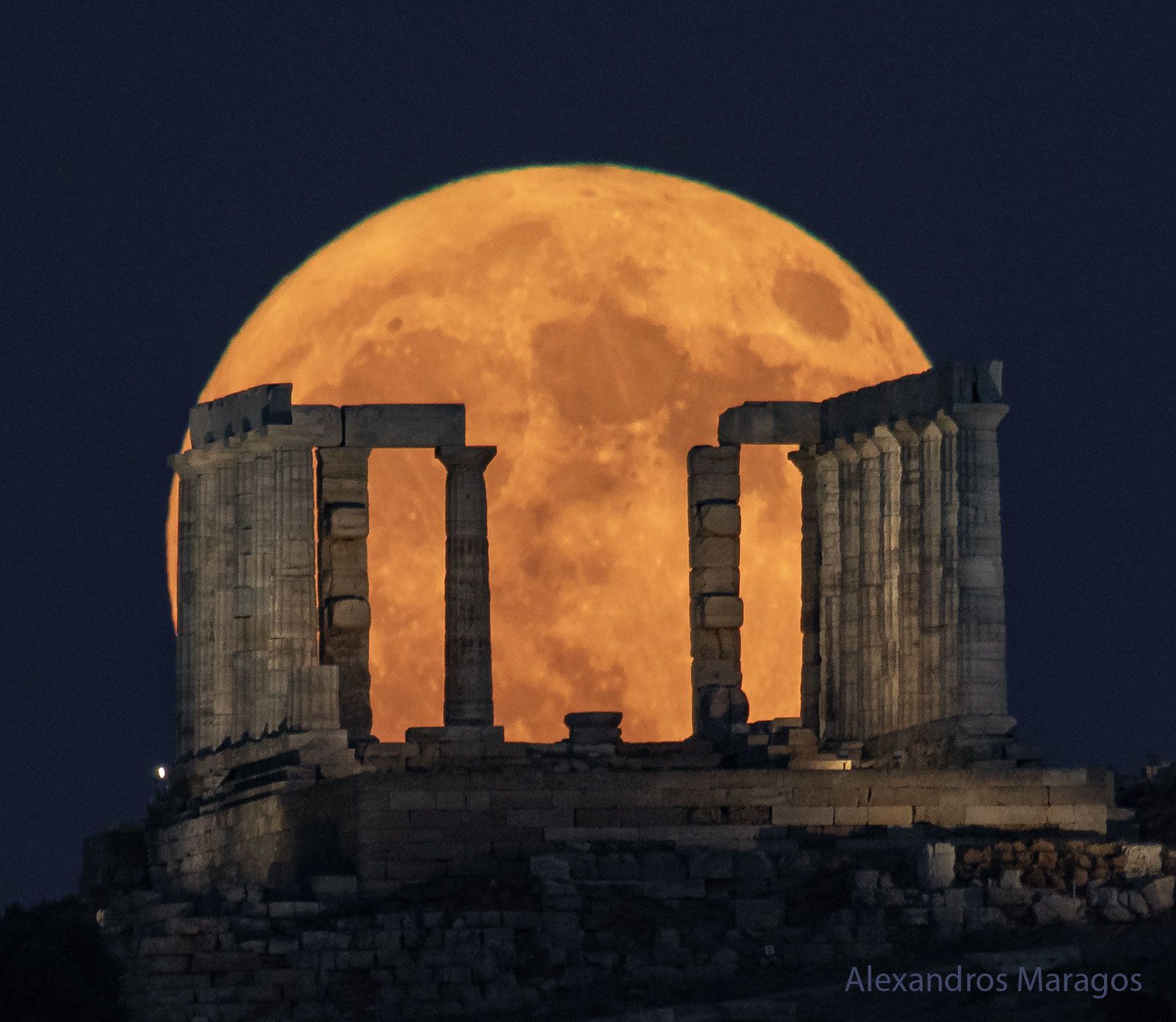 Supermoon Beyond the Temple of Poseidon