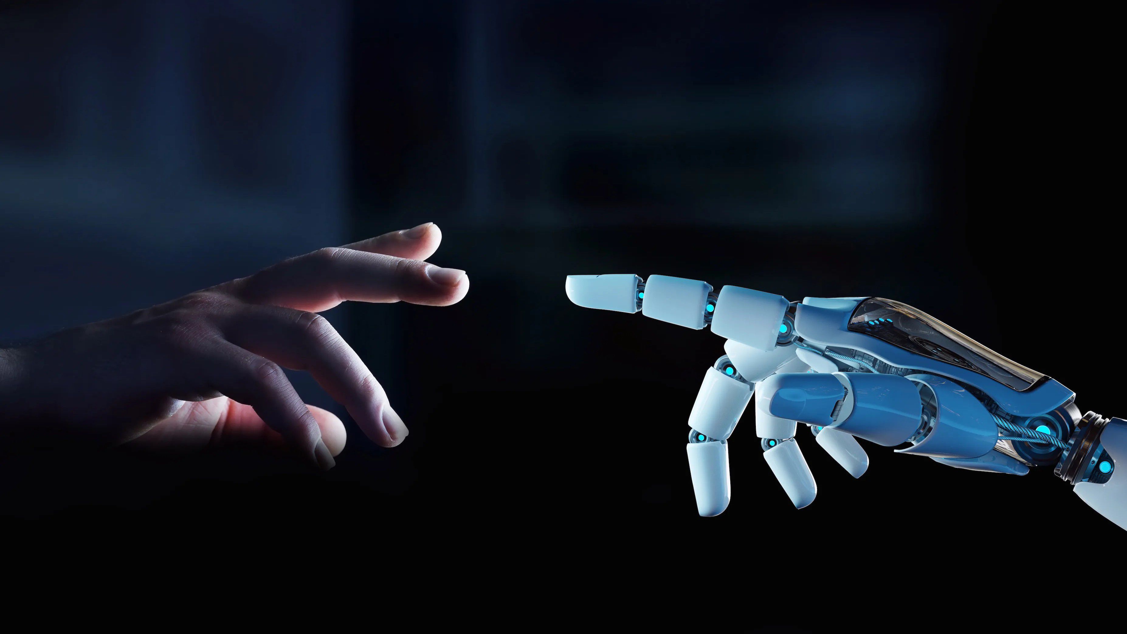Космический искусственный интеллект. Рука робота. Робо рука. Рука робота и человека. Пальцы робота.