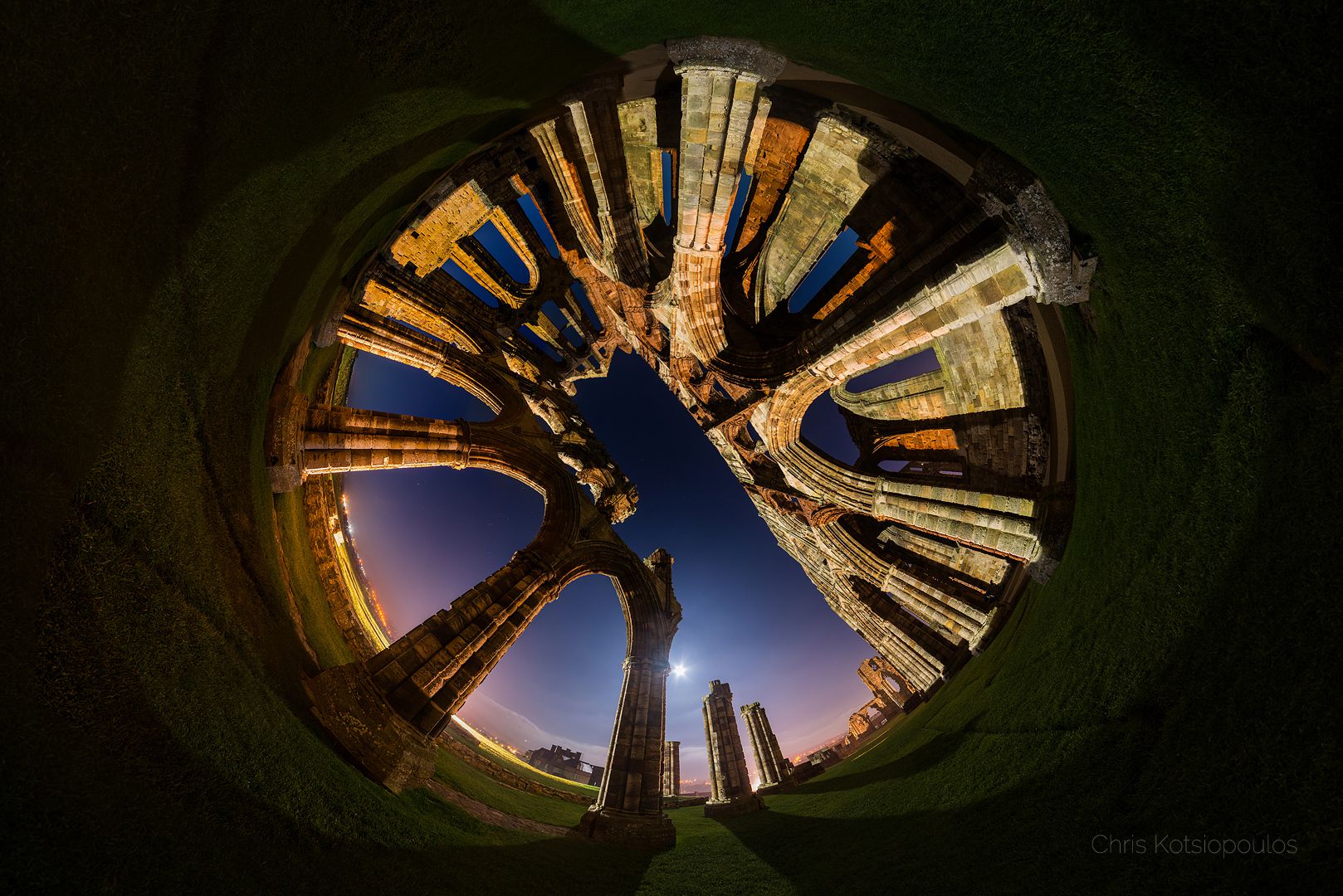  Moonset at Whitby Abbey 