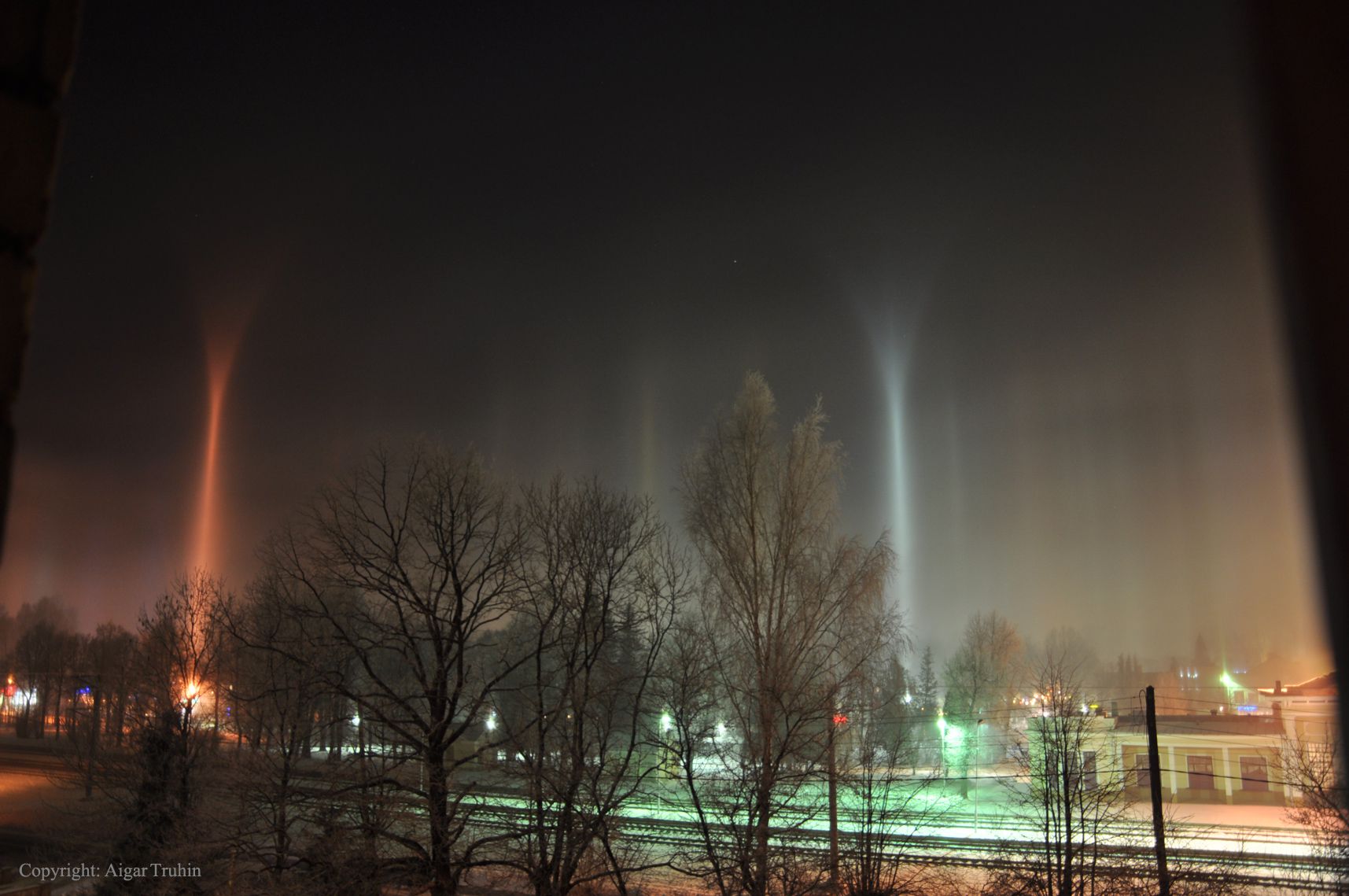  Unusual Light Pillars over Latvia 