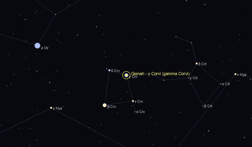 Gamma Corvi yıldızının konumu